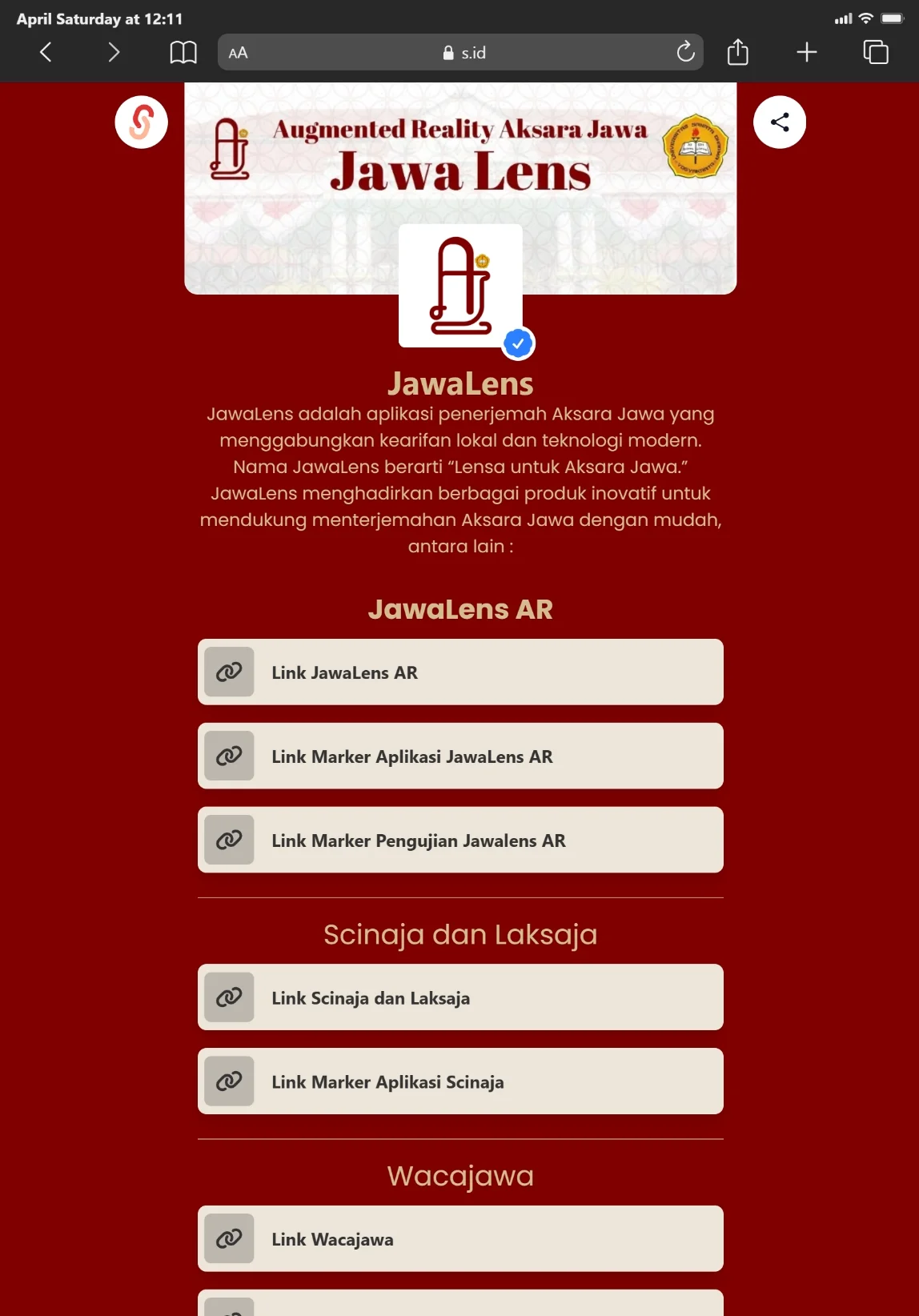 Membuka link unduhan JawaLens